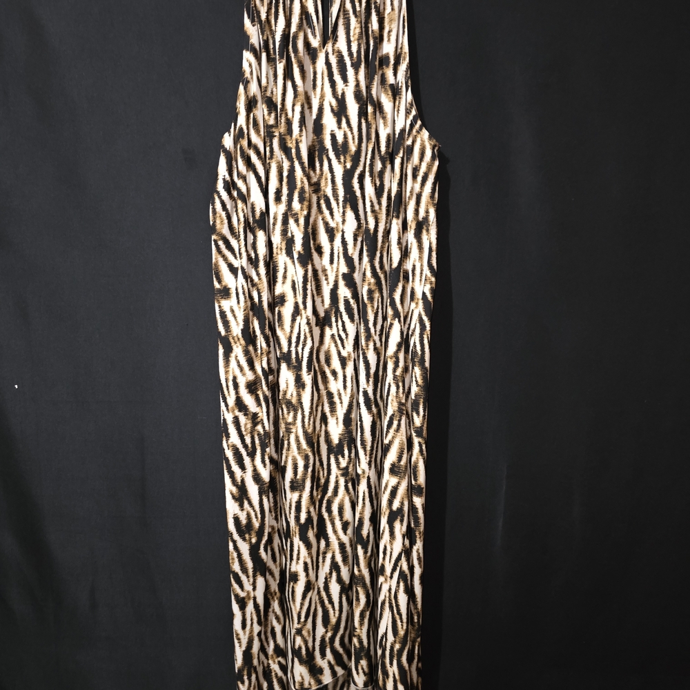 Mlle Gabrielle Black, Cream and Brown High-Low Maxi Dress